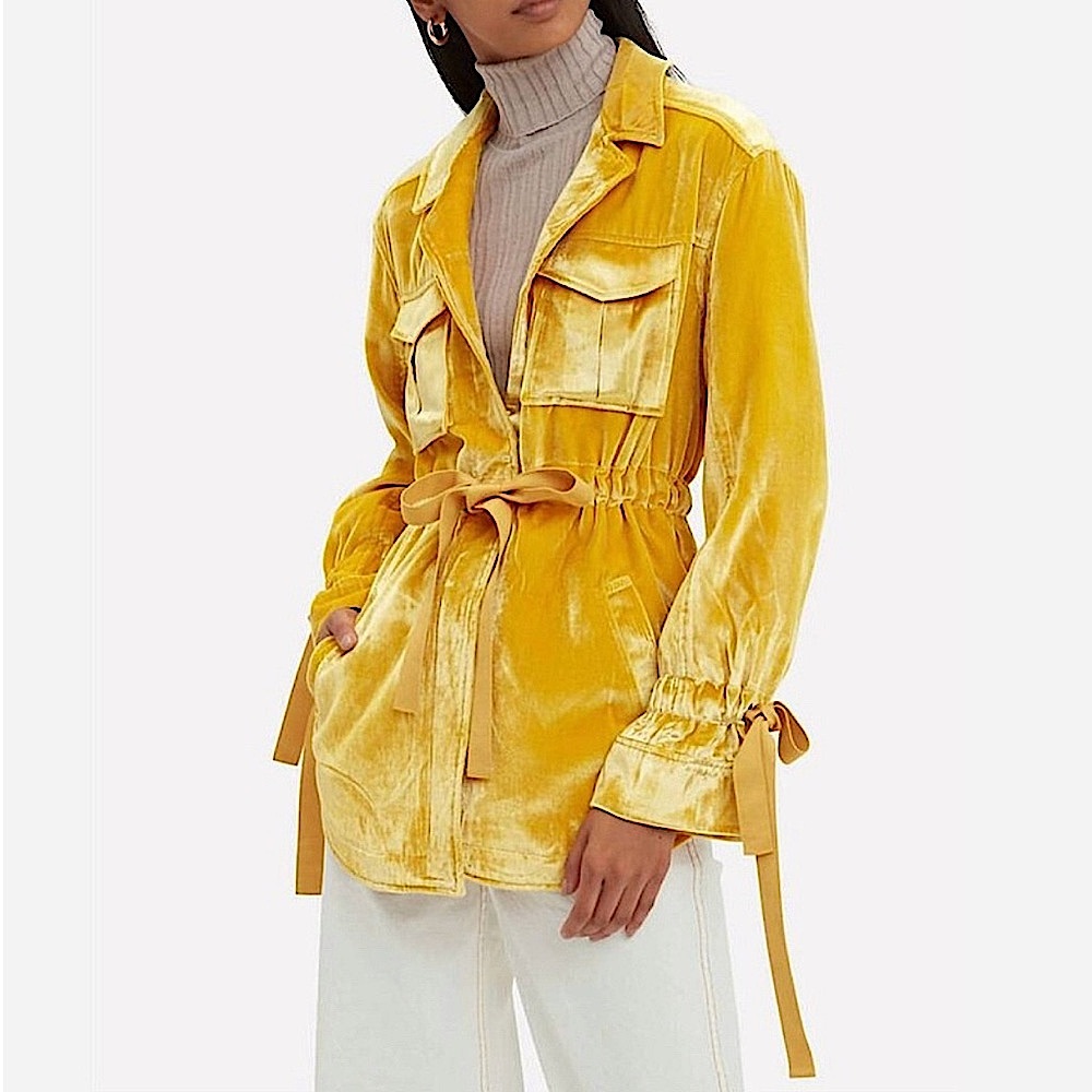 Cinq à Sept Mathieu Velvet Utility Jacket in Sunflower
